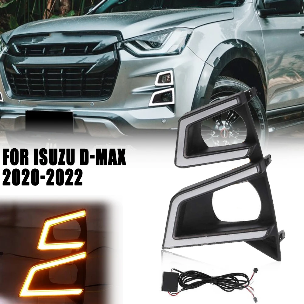 

FOR ISUZU D-MAX 2020 2021 2022 LED Light Bar DRL Daylight Day Time Running Light Fog Lamp Cover w/Wiring Set (2pcs/set)