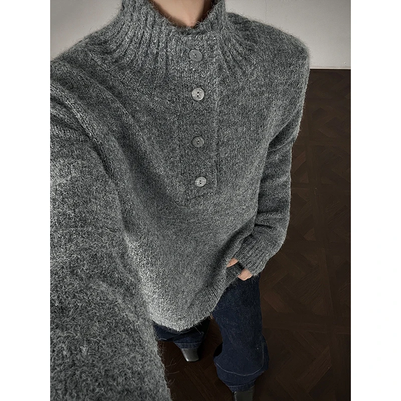 Winter Sweater Men Warm Fashion Black Casual Knitted Pullover Men Korean Loose Long Sleeved Sweater Mens Jumper Clothes M-3XL