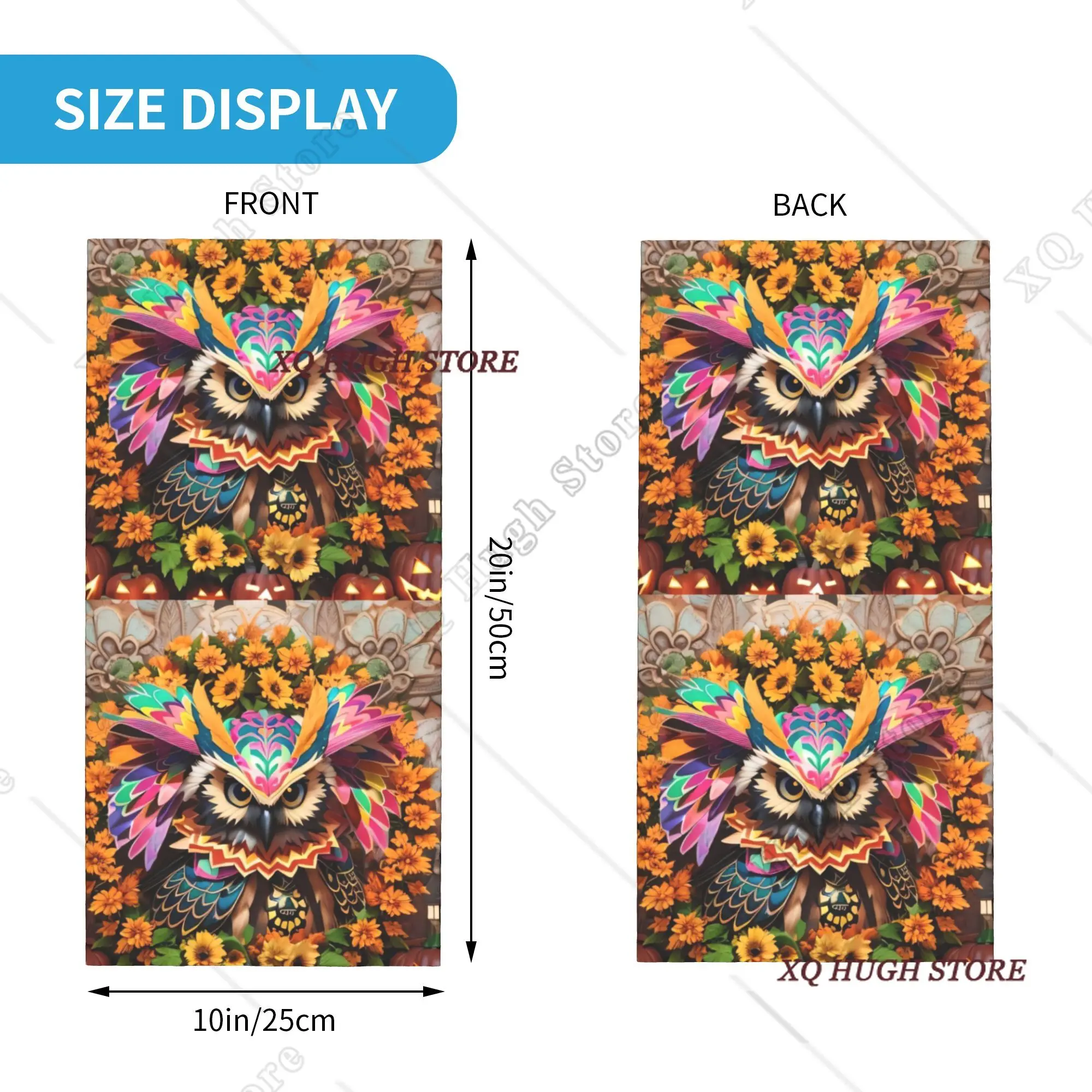 Custom Halloween Pumpkin Owl Bandana Winter Neck Warmer Women Windproof Wrap Face Scarf for Hiking  Gaiter Headband