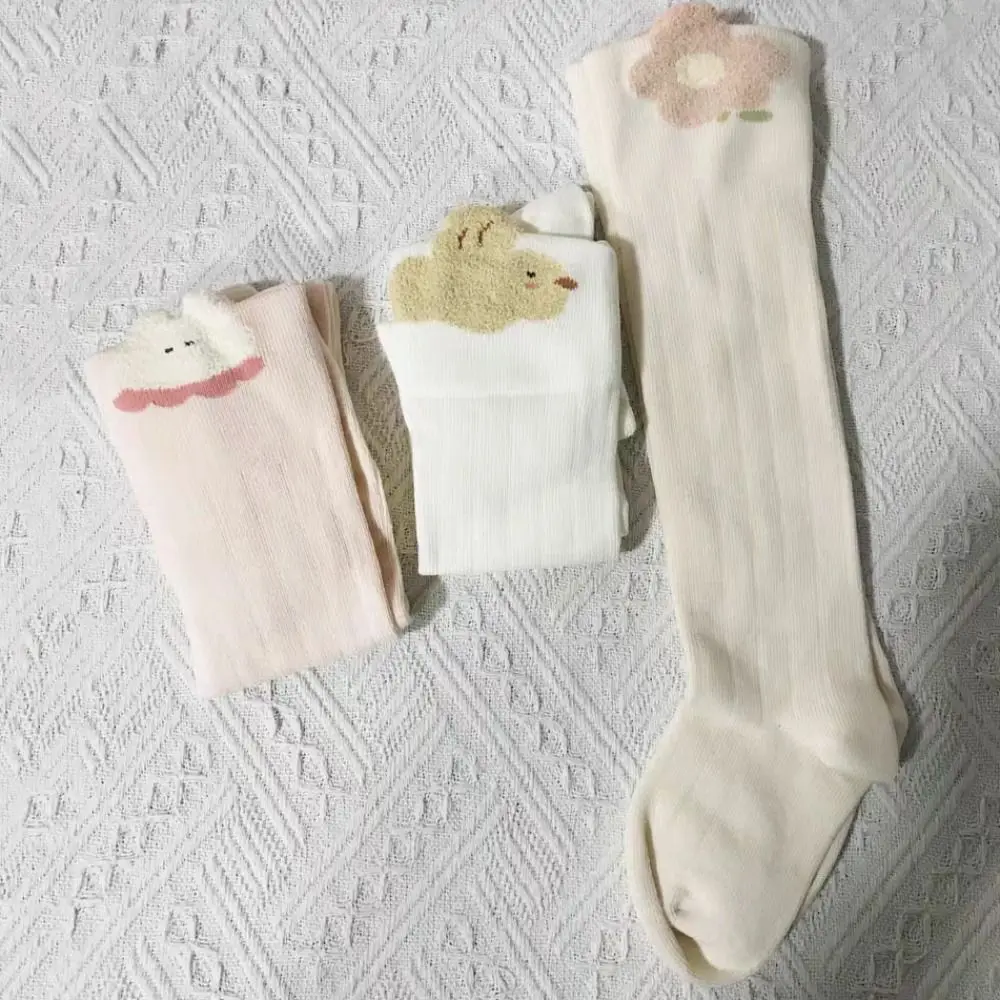 3Pairs Cute Long Tube Calf Socks Baby Cotton Stripe Infant Cotton Stockings Toddle Cute Animals Cartoon Above Knee Socks