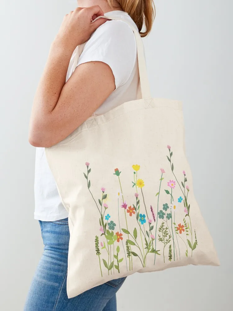 Cute Wildflower Bouquet Tote Bag hand bag ladies shopping cart bags hand bag Lady bags Canvas Tote