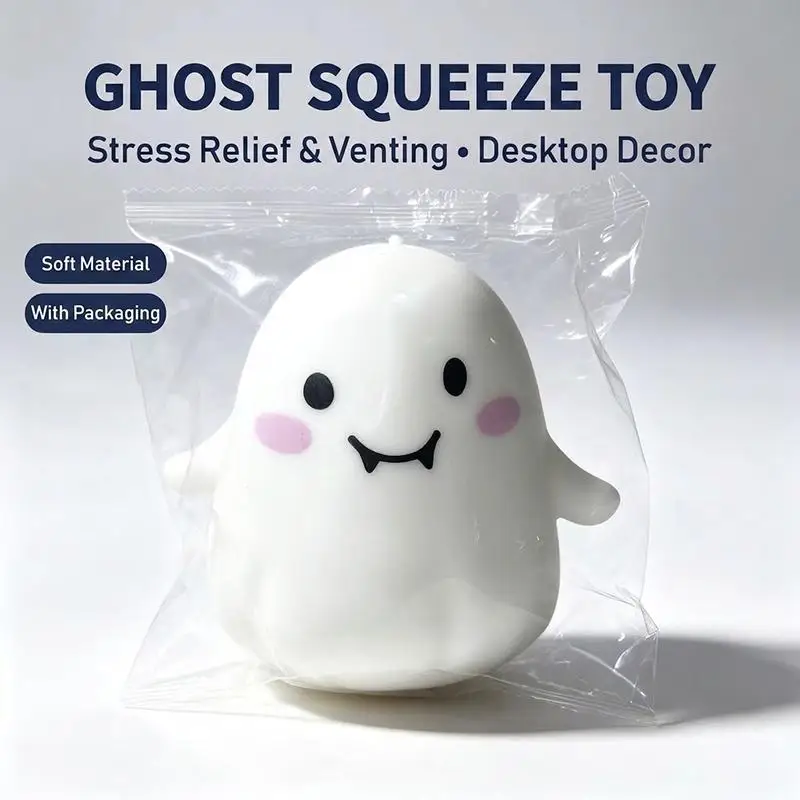 Cute Ghost Fidget Squeezable Toy With Soft Touch And Stress Relief Perfect For Desk Decor Halloween Gifts And Daily Use