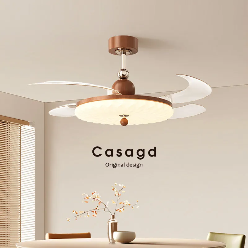 Ceiling Fan Light, Retro Walnut Finish, Silent Powerful Airflow, Bedroom Living Room, 3 Speeds, LED Lighting, Remote Control