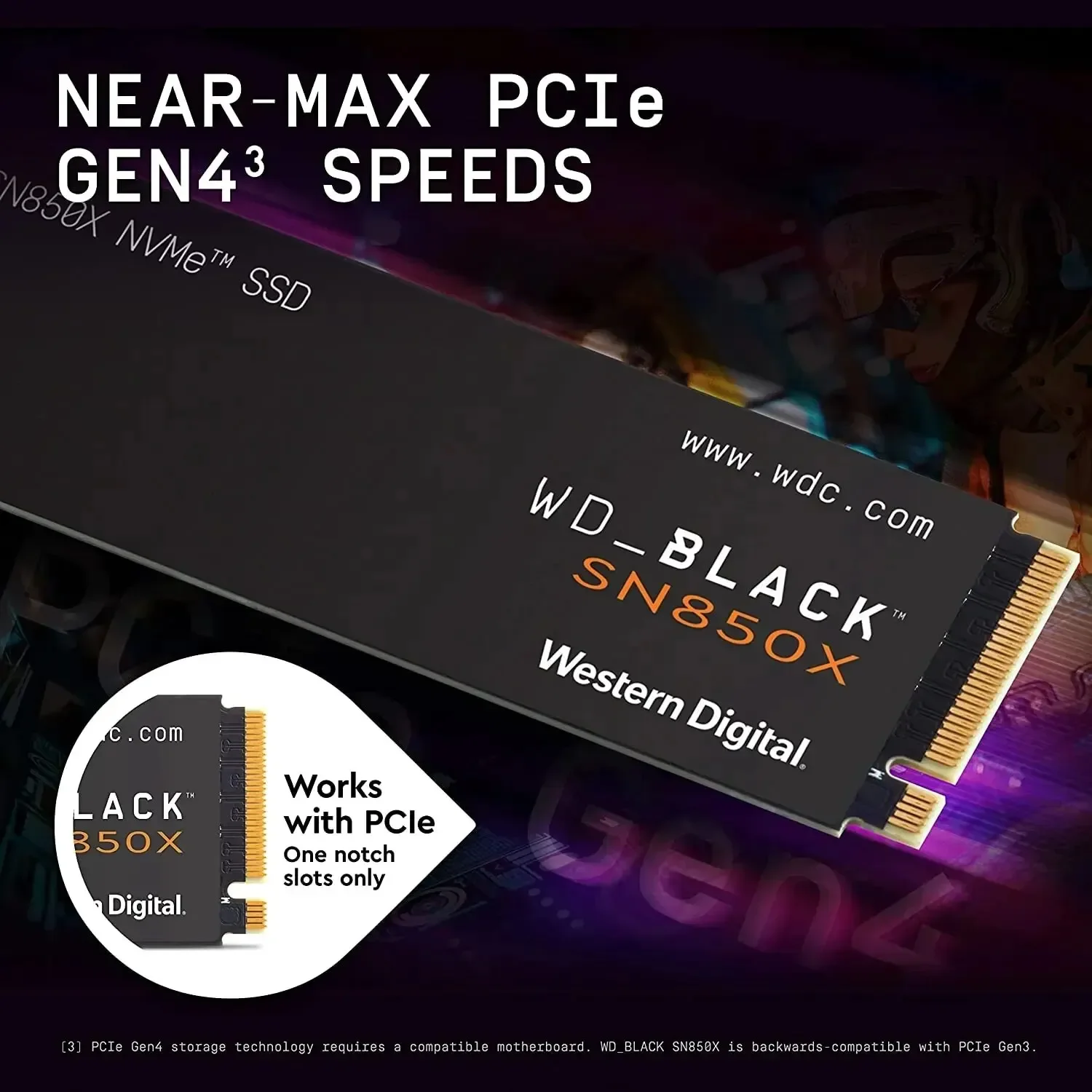 Imagem -02 - Wester-n Digital W-dsn850x 1tb 2tb Ssd Nvme Gen4 Pcie M.2 2280 Pcie 4.0x4 Unidade Disco de Estado Sólido Interno para Ps5 Desktop Portátil