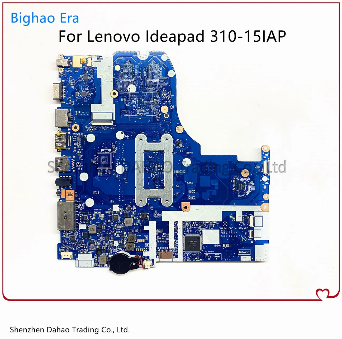 FRU: 5B20M52766 5B20M52755 For Lenovo Ideapad 310-15IAP Laptop Motherboard CG414 CG514 NM-A851 With Intel N3350/N3450/N4200 CPU