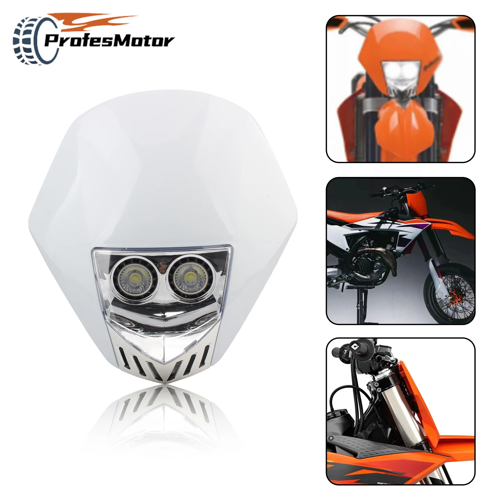 

New Ghost Face Motorcycle Headlight Fairing For KTM CRF XR WRF DirtBike Enduro Motocross LED Headlamp Plate Plastic Refit Kit