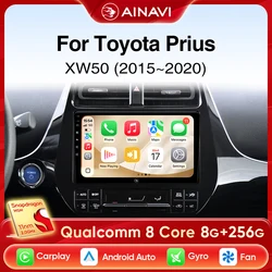 Ainavi Car Radio For Toyota Prius 2015 2016 2017 2018 2019 2020 XW50 Wireless Carplay Android Auto 4G HD IPS Car Multimedia HDMI