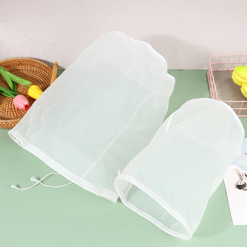 2 Sizes 100 Mesh Beer Nylon Strainer Filter Bag Reusable Mesh Net Strain For Milk Hops Tea Brewing Home Wine Making Bar Tool