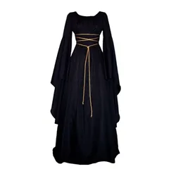 Women Dresses Vintage Medieval Cosplay Costume Ghost Witch Vampire Gothic Dress Halloween Christmas Masquerade Party Dress