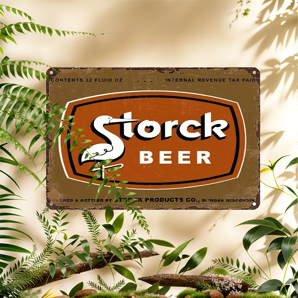 Storck Beer Vintage Metal Sign - UV Printed Retro Wall Art with Pre-Drilled Holes, Durable Decor for Home, Bar, Office,