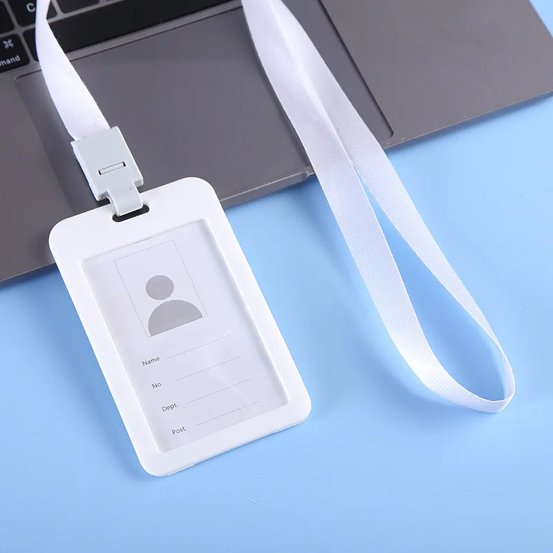 New Fashion Colorful Employee Plastic Card Cover Lanyard Work Card Holder Business ID Badge Holder Name Tag Bags Case