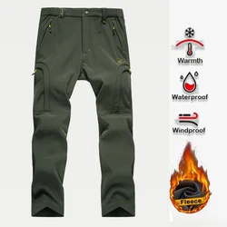 Men's Waterproof Hiking Pants Outdoor Fleece Lined Snow Ski Pants Winter Softshell Snowboard Pants