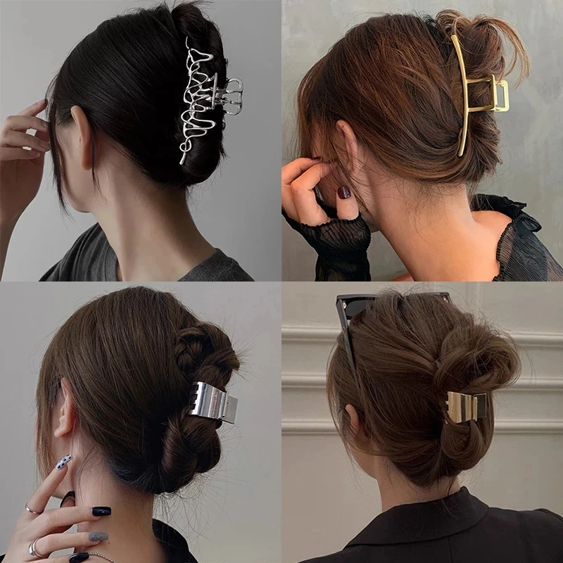 Moda nieregularne metalowe spinki do włosów Vintage spinki do włosów krab szpilka proste geometryczne Barrettes z pałąkiem na głowę akcesoria do włosów nakrycia głowy