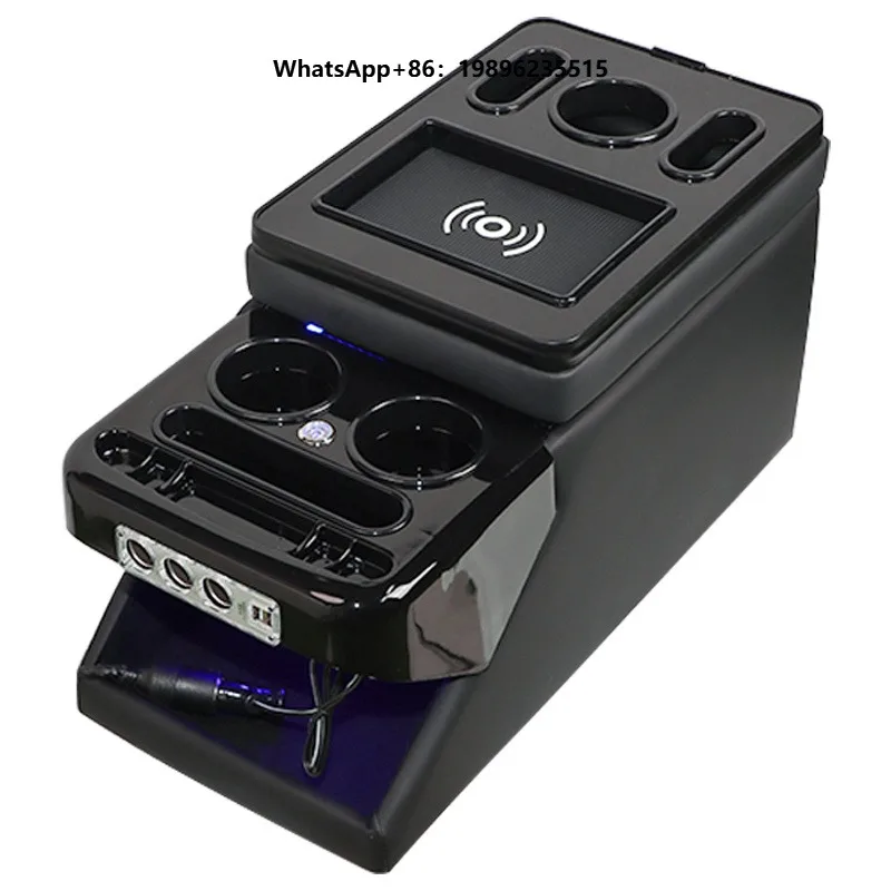 24cm Width Car Universal Armrest Box Middle Row MPV Storage Box Console Wireless Charging Car Armrest Box