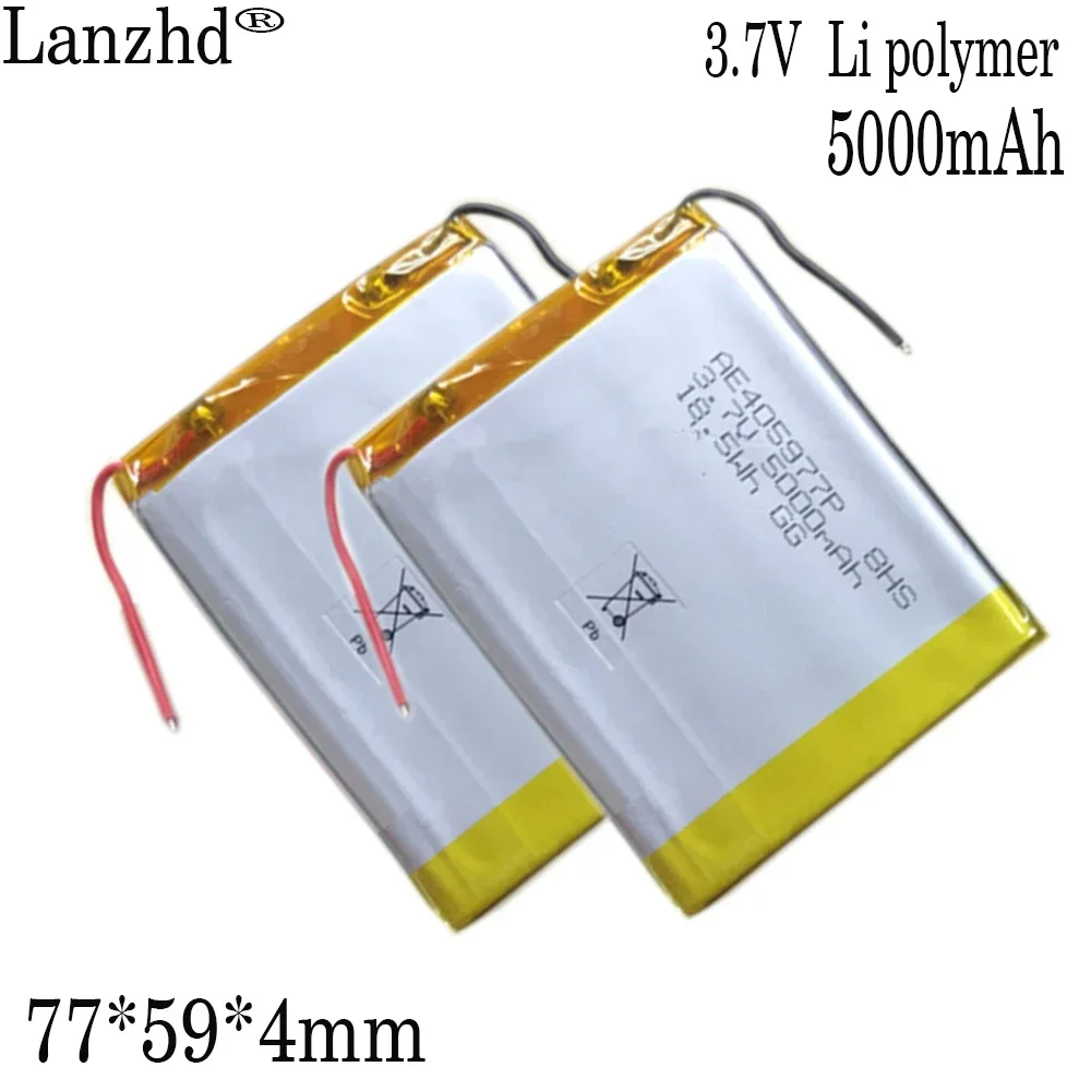 1-12pcs 3.7V polymer lithium battery 5000mah 405977 2P suitable for mobile power battery charging 806080