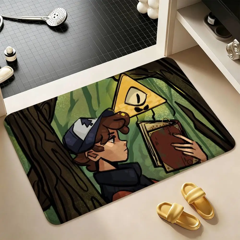 Bill Cipher Dipper Pines  Shower Room Absorbent Small Floor Mat Soft Comfortable Decorative Foot Mat