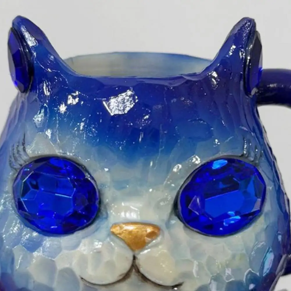 Cat Face Water Cup Unique Cat-themed Tumbler Handmade Resin Cat Face Mug Geode Kitten Coffee Cup Unique Artistic for Cat