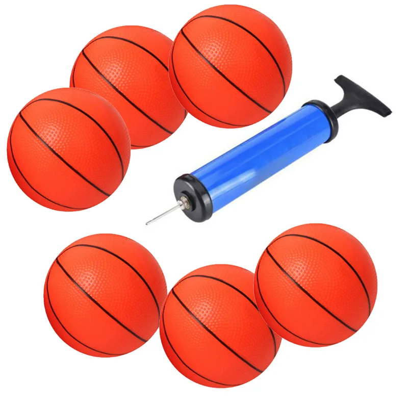 Pelotas de baloncesto hinchables con bomba para niños, juguete deportivo divertido para interiores, juegos deportivos para padres e hijos, seguridad, 6 piezas, 10cm