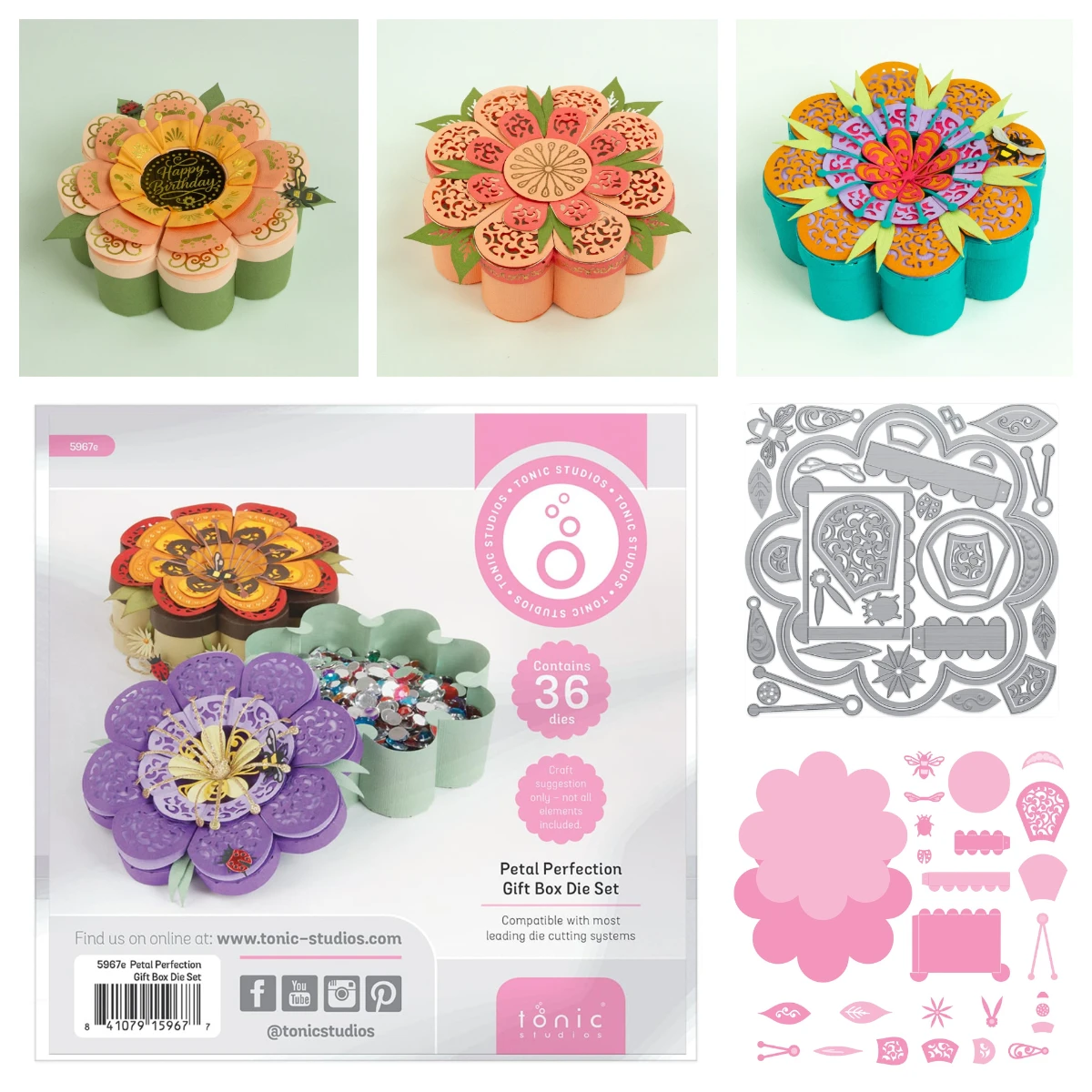 

Cut Die Stencils New for 2026 Petal Perfection Die Set Metal Cutting Dies Box Gift Scrapbook Embossed Album DIY Craft Decoration