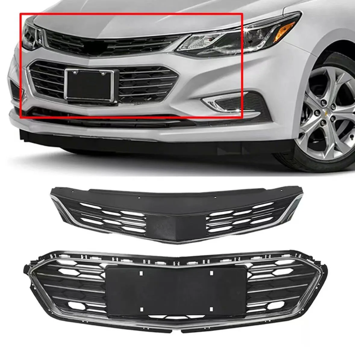 

Front bumper grille For Chevrolet Cruze 2016-2019 front center net up and down 84189628 84189617