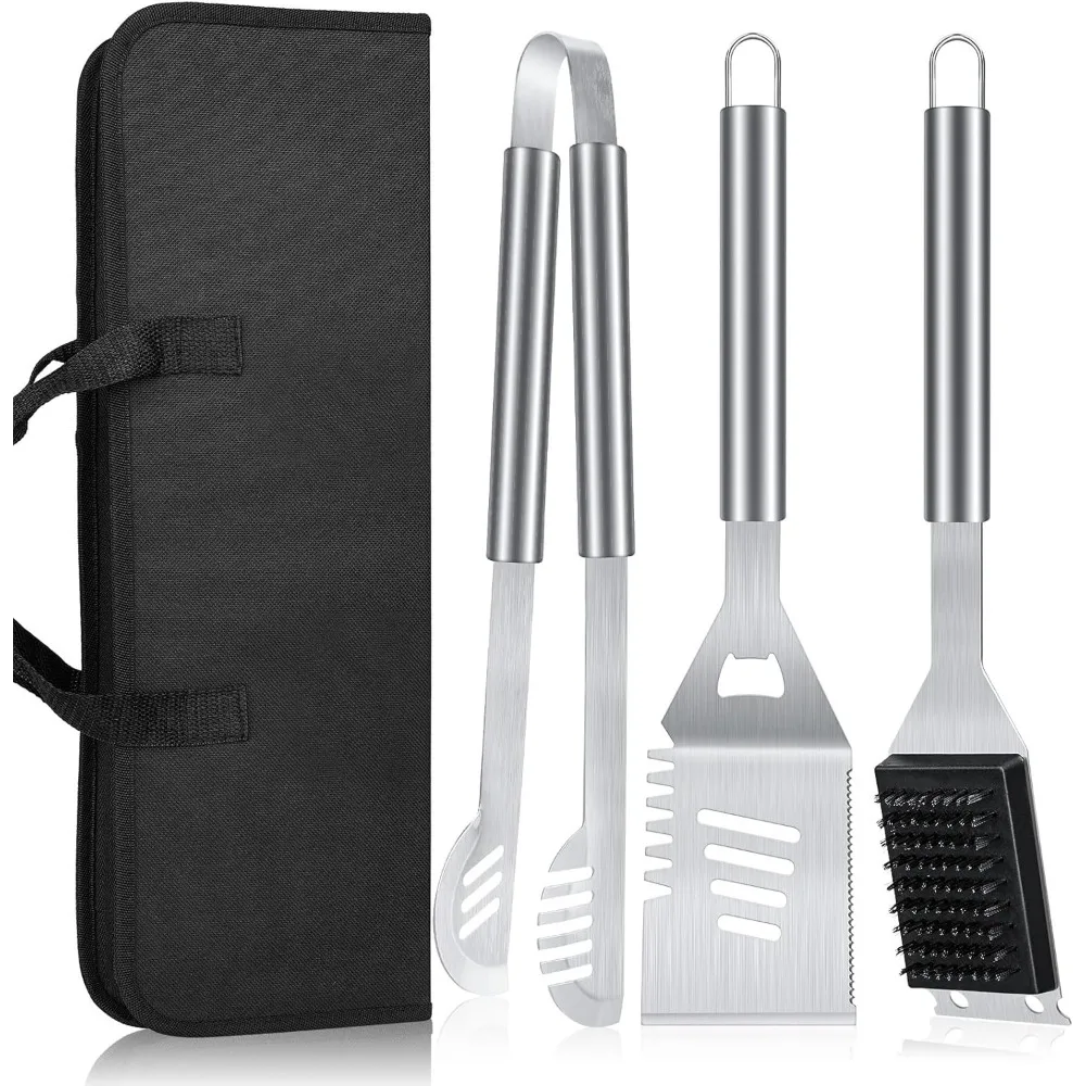 

BBQ Tool Grilling Accessories, 16-Inch Stainless Steel BBQ Grill Tools Set for Men, Heavy Duty Grilling Accessories Kit for Camp
