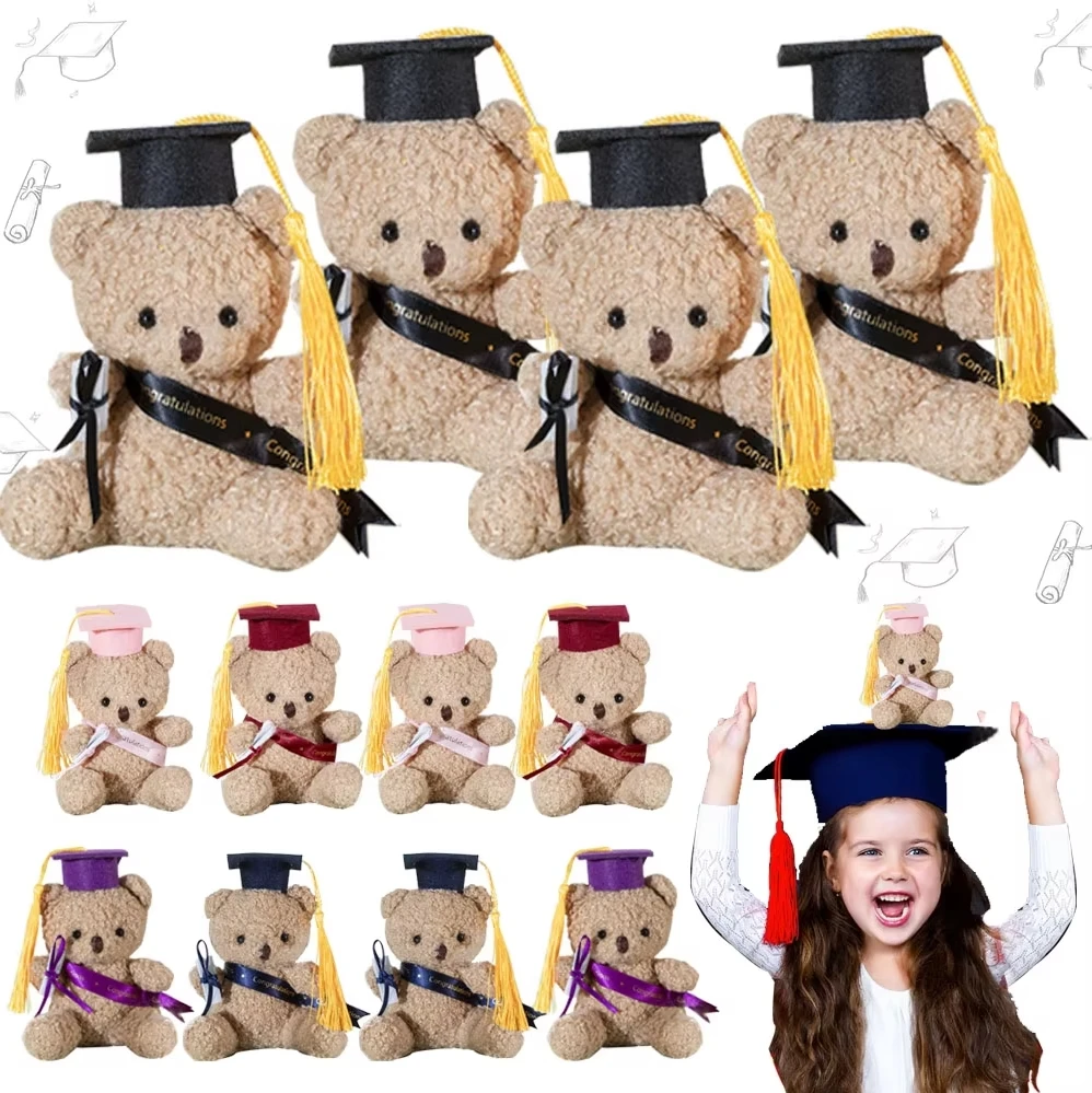 

5Pcs Mini Cute Graduation Teddy Bear Doll, with Cap and Gown, for Kindergarten, School Graduation Gift, Souvenir, Party Favor