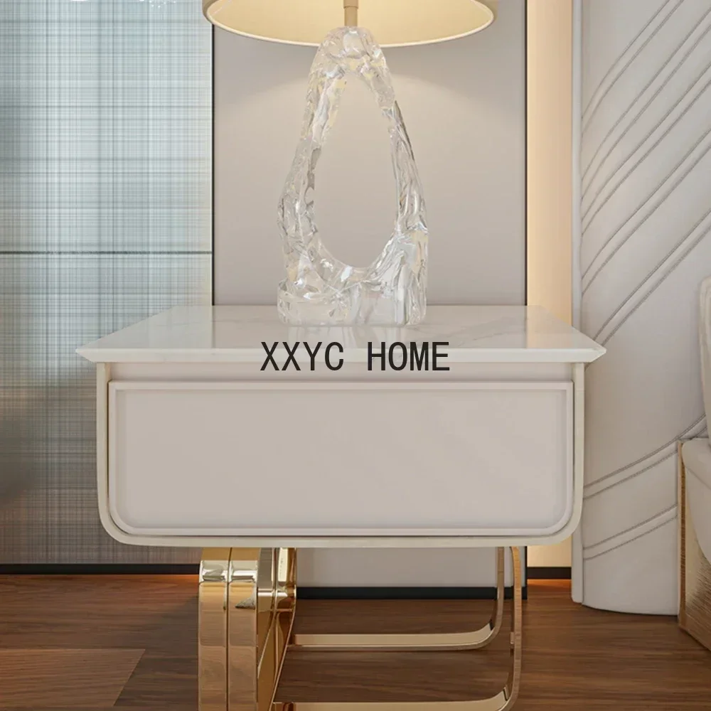 Marble Bedside Table High-End Modern Minimalist Bedside Cabinet Storage