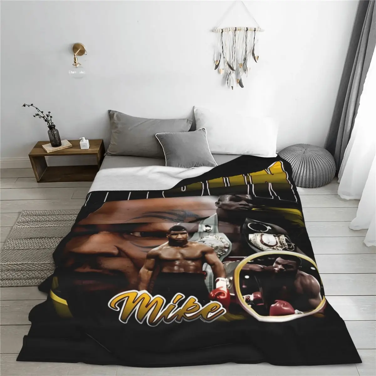 Mike Tyson Retro Blanket Coral Fleece Plush Boxing Gym Boxer Super Warm Throw Blanket for Car Sofa Couch Bedroom Quilt