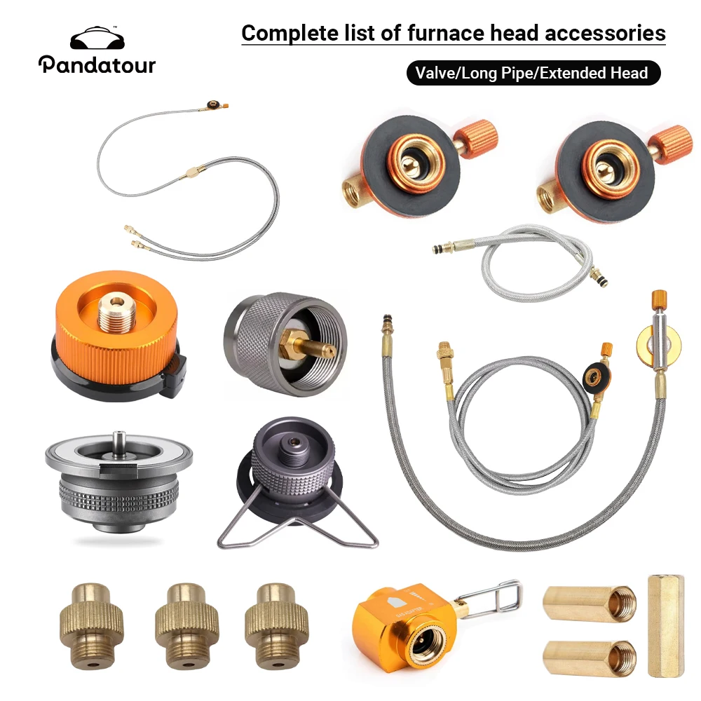 Accesorios Pandatour para estufa de tarjeta de exterior: Manguera de conexión para estufa de gas dividida, válvula de tanque de gas plana, interruptor de válvula. Para mantenimiento y conversión.