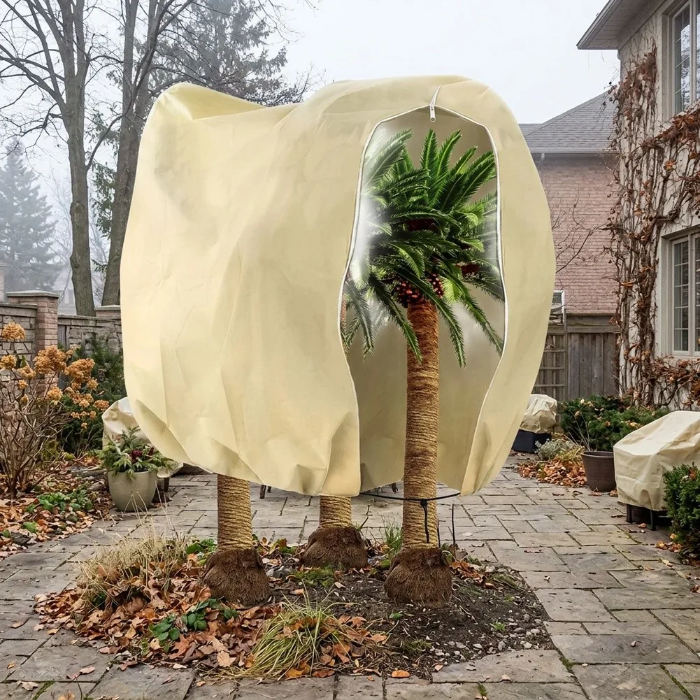 Winter Plant Antifreeze Cover Plant Anti-Chilling Cover With Drawstring Zipper Overwintering Anti-Freeze Cover