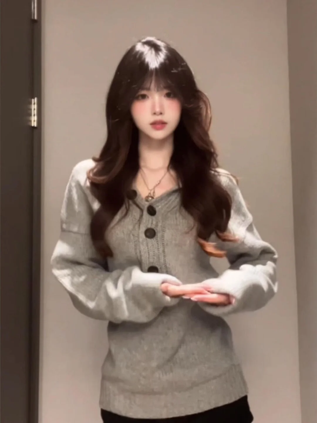 

American Sle ey Long Sve Knitted Sweater Henry Collar Women's Slim Fit Faionable Base irt Inner Wear Top