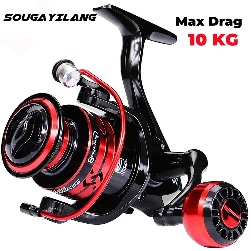 Sougayilang 5.2:1 1000-4000 Mulinello da pesca con filatura Bobina in alluminio Acqua salata Mulinelli da spinning d'acqua dolce Feeder Mulinello da pesca alla carpa