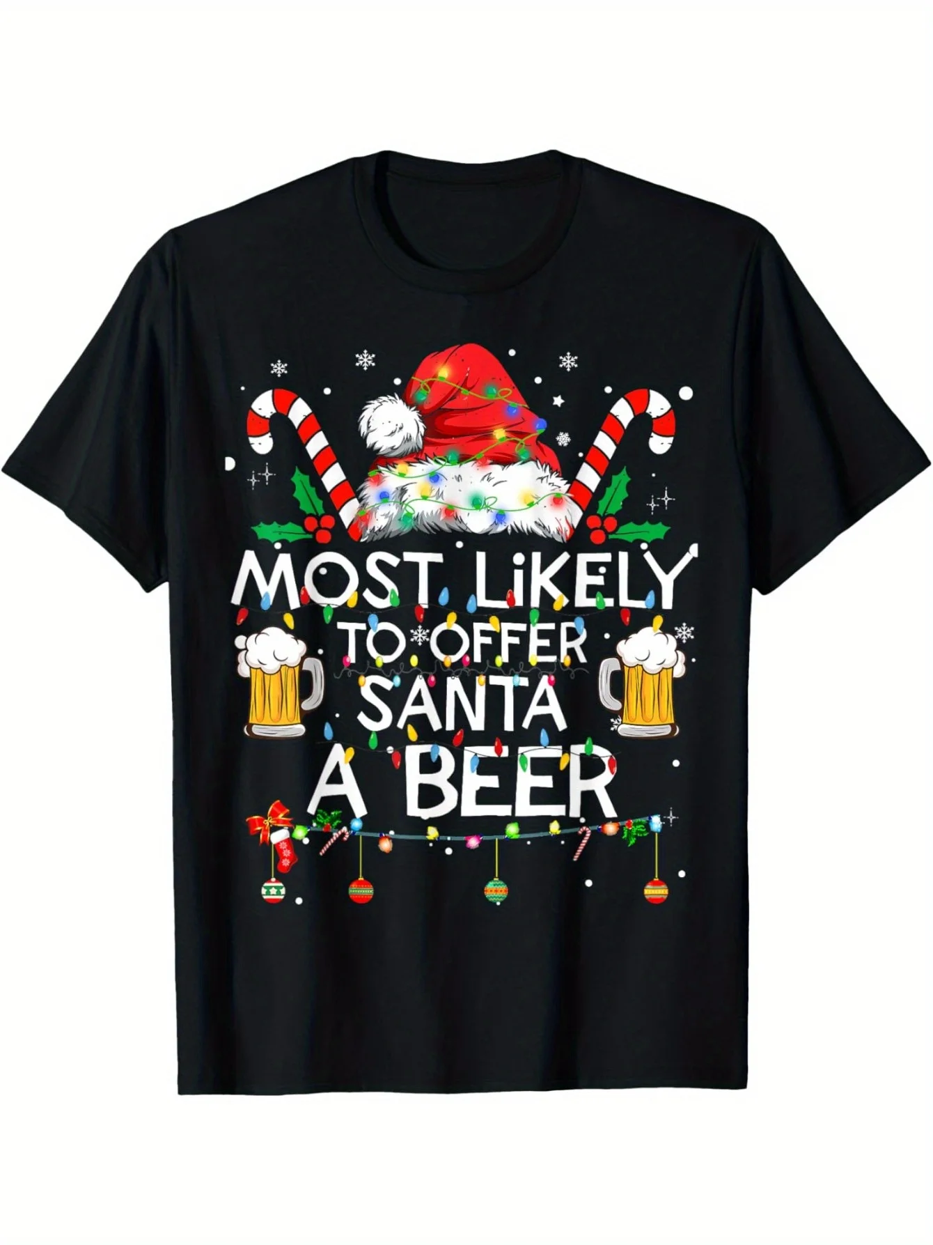 

Мужская футболка с короткими рукавами и забавным принтом Santa Christmas Tree