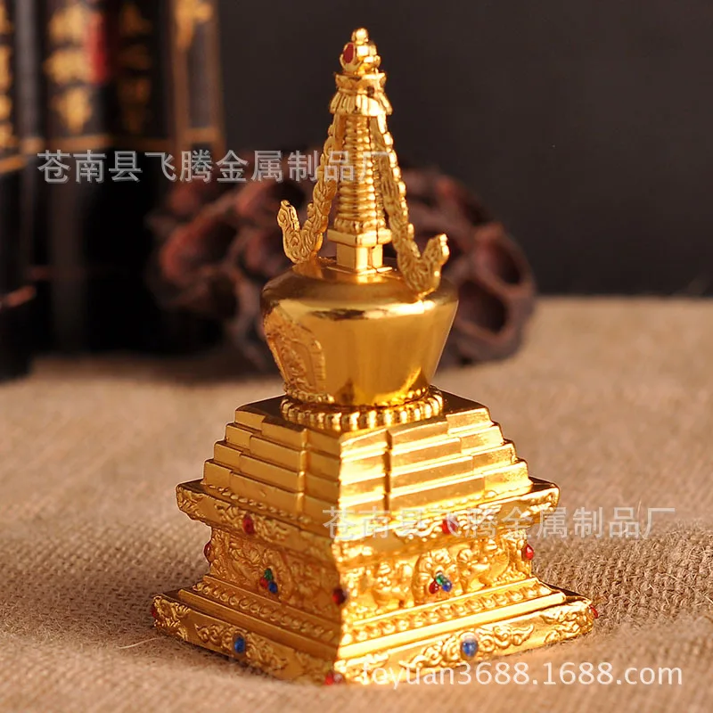 Copper Gilded Bodhi Stupa Alloy 8 Pagodas Buddhist Relic Tower Handmade Wholesale