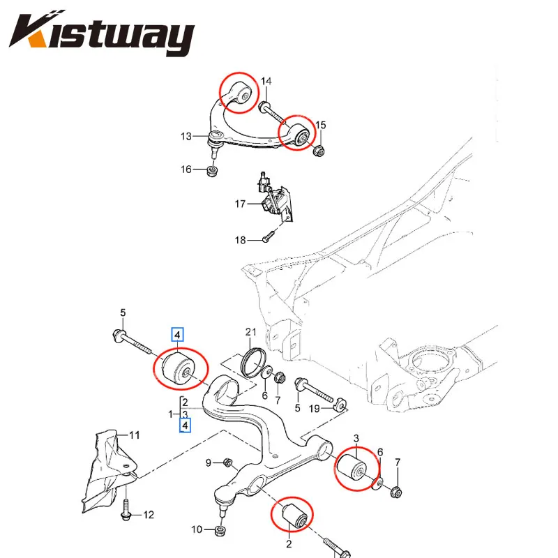 10PCS Front Upper Lower Forward Control Arm Bushing Kit For Panamera 4 Edition 970 14-16 9703412452197034124122 97034124301