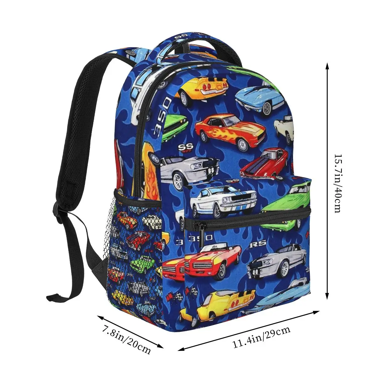 Auto Sports Muscle Cars Pattern Backpacks Boys Girls Bookbag Students School Bags Laptop Rucksack Shoulder Bag Large Capacity