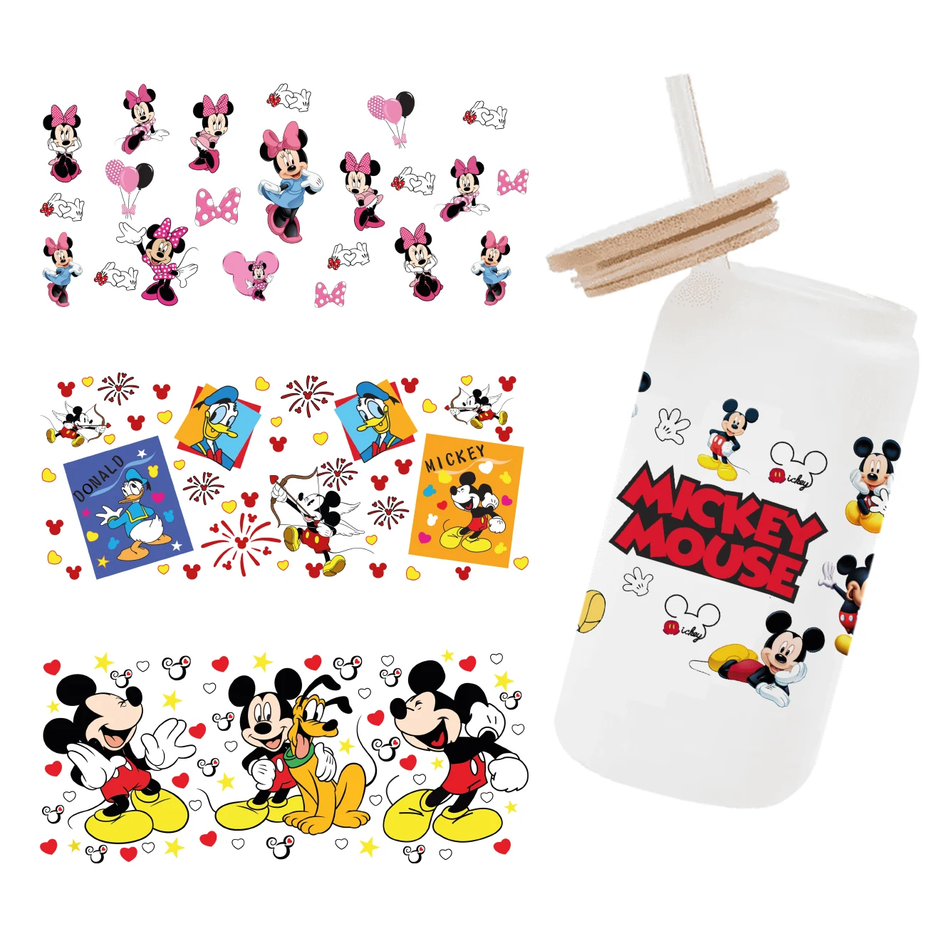 Disney Mickey 16oz DTF Sticker For Cups Cool Personalize UV Wrap Transfer Sticker Custom Labels DIY Logo Selfadhesive Waterproof