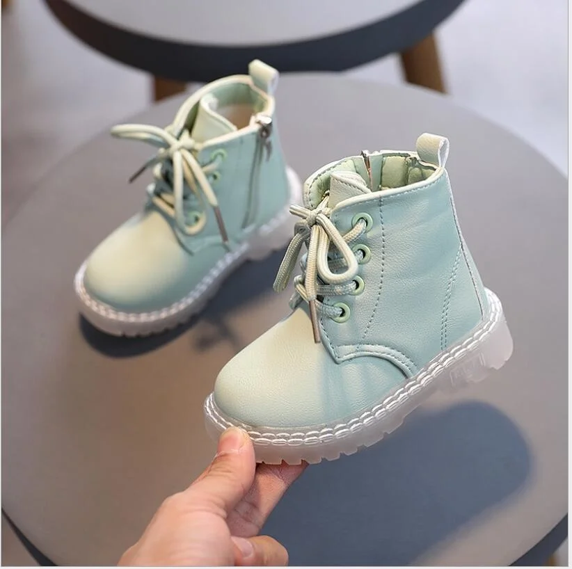 New Spring And Autumn Children's Boots Boys And Girls Soft Sole On Slip Zipper Fashion Single Boot Baby Walking Shoes