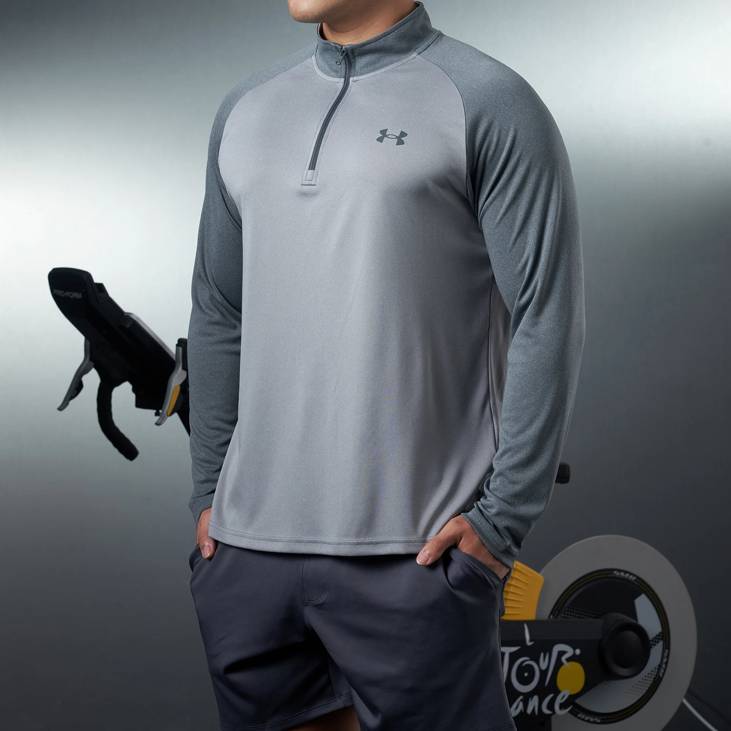 ملابس رياضية رجالية من Under Armour للتدريب على اللياقة البدنية والجري وتجفيف سريع وقابل للتنفس وياقة واقفة وأكمام طويلة 1375435-036 #4