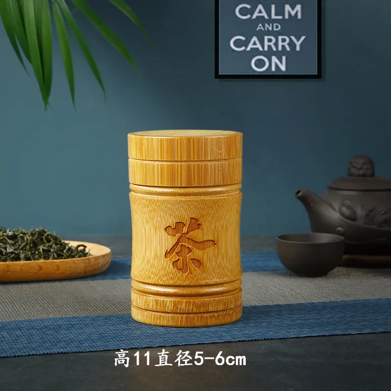 Portable Lightweight Bamboo Tea Jar Mini Tin Tea Organizer Storage Holder Chinese Tea Container Box