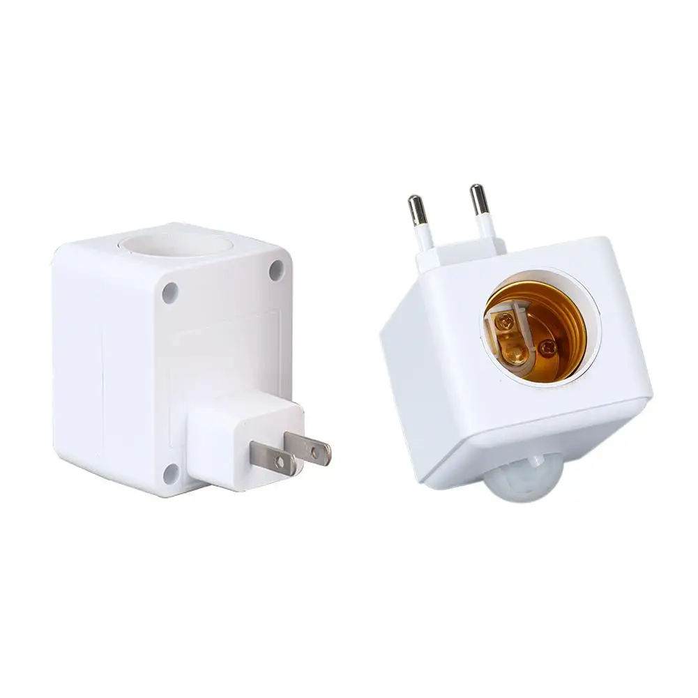 110-240V E27 Led Lamp Base with Motion Sensor Human Induction LED Light Bulb Holder Socket Adapter Converter Adjustable