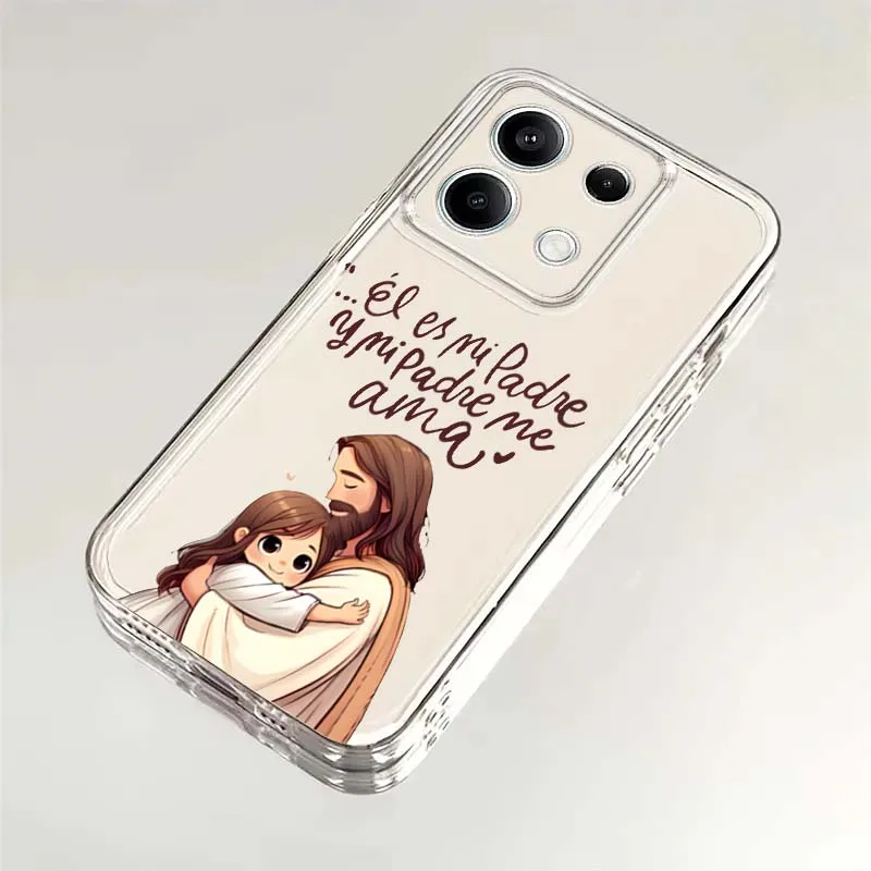 Modello in stile cartone animato Gesù per Xiaomi Redmi 10 11 K30 K40 K50 K60 K70 Pro Prime Plus Ultra Zoom 5G TPU Custodia trasparente per telefono