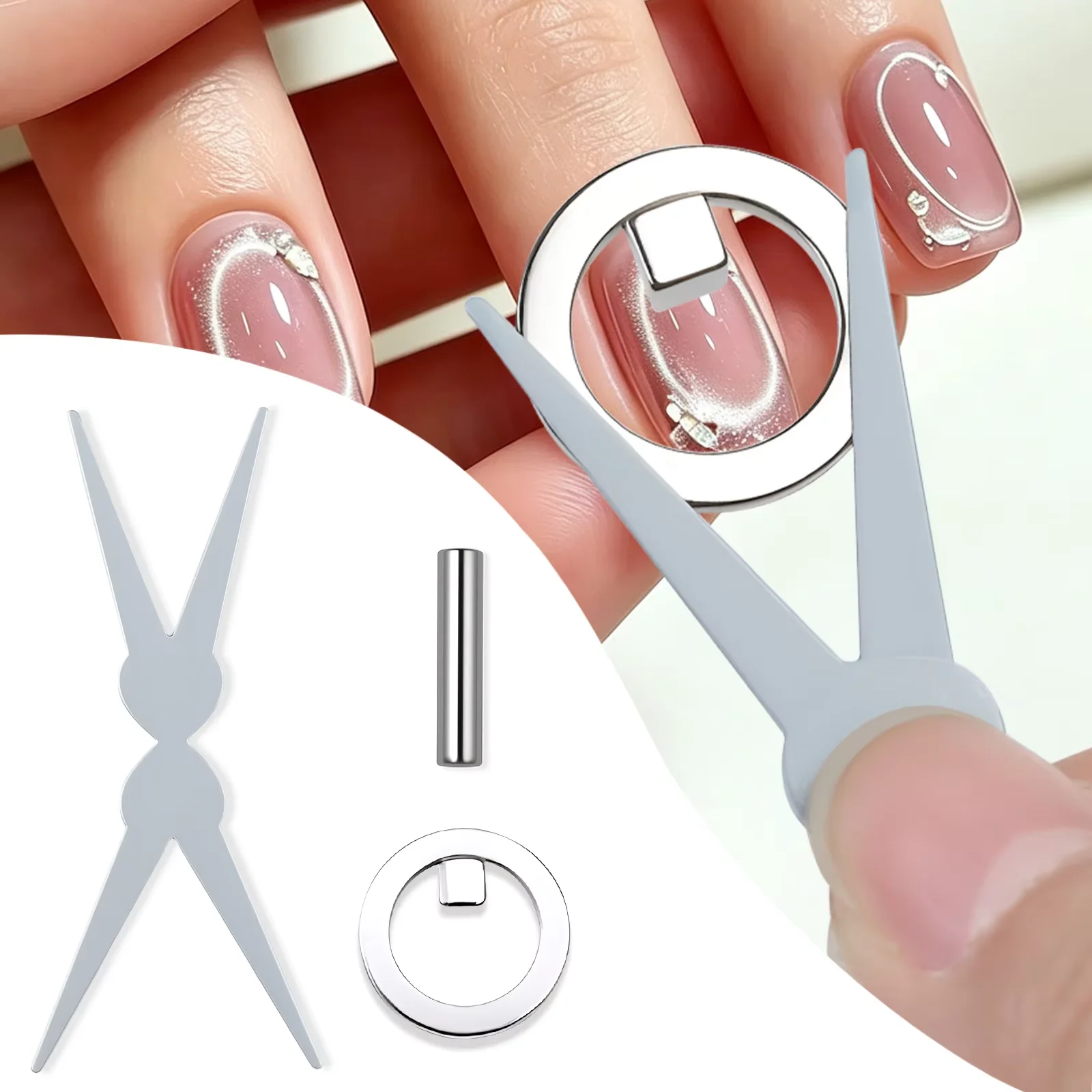 Circular Nail Magnet for Cat Eye Gel Hollow Hole French Cat Eye Magnet Tool Strong Magnetic Ring for 3D DIY Nail Art Supplies