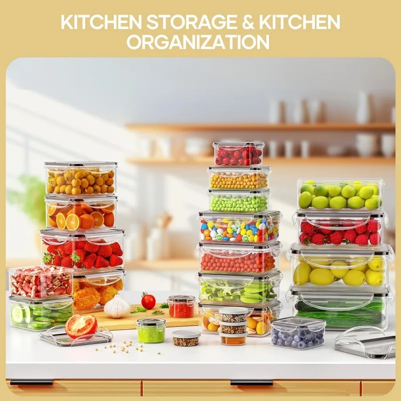 12-Piece Airtight Food Storage Containers BPA Free Leakproof Fridge Organizer Kitchen Stackable Meal Prep Fresh Storage Box Set