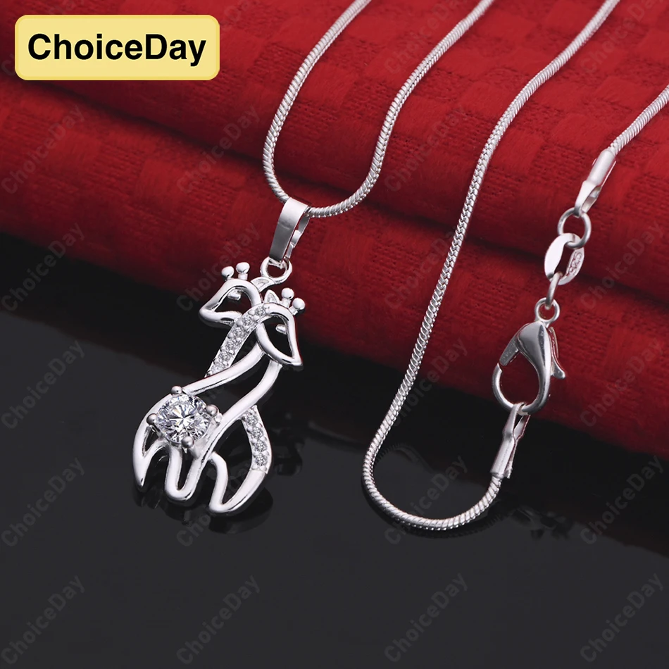 

ChoiceDay 925 Sterling Silver Deer Zircon Pendant Necklace Fashion Women's Gift Accessories Wedding Jewelry