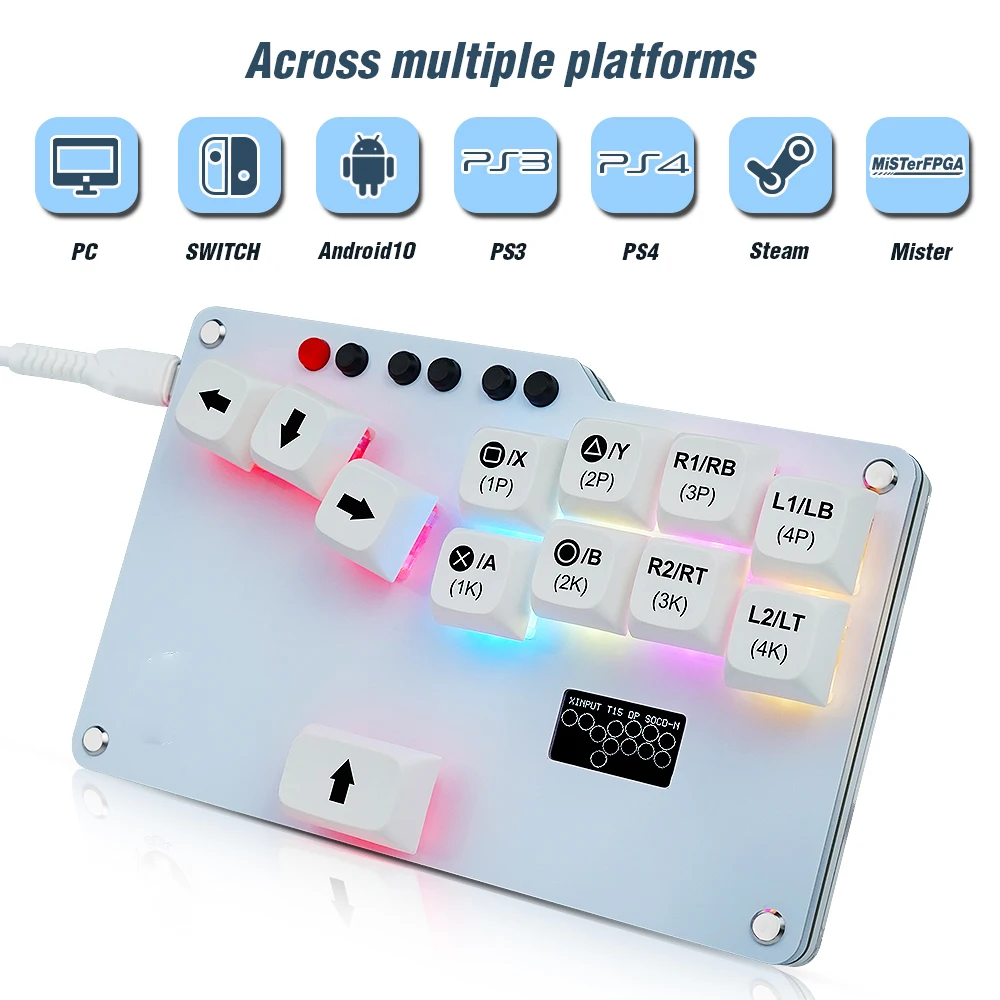 Mini Hitbox Fightstick Arcade Stick Controller Keyboard With Hot Swap RGB Cherry Switch For PS3 PS4 MisterFPGA Steam PC