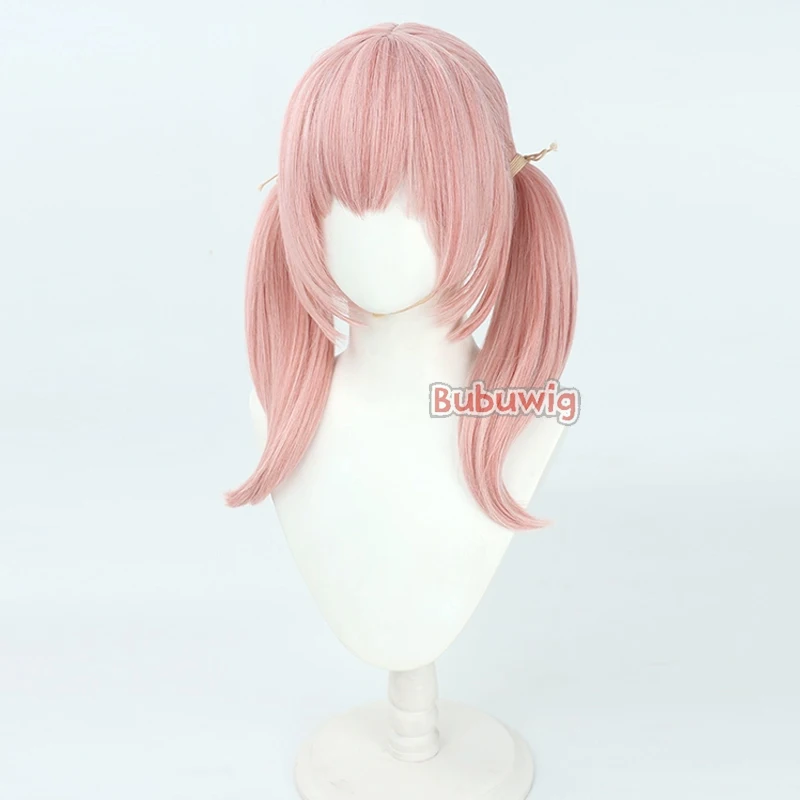 Bubuwig rambut sintetis, Wig Cosplay shimoo Kohara warna biru arsip, Wig Shimoe Kohara 50cm panjang Lurus merah muda tahan panas