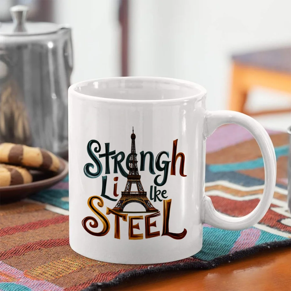

This Eiffel Tower-themed mug is machine washable and suitable for home, office, and travel use.