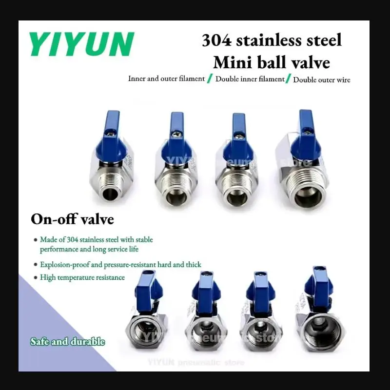 DN6 DN8 DN10 DN15 DN20 DN25 304/316 stainless steel Mini ball valve On-off valve PN63 pneumatic tool