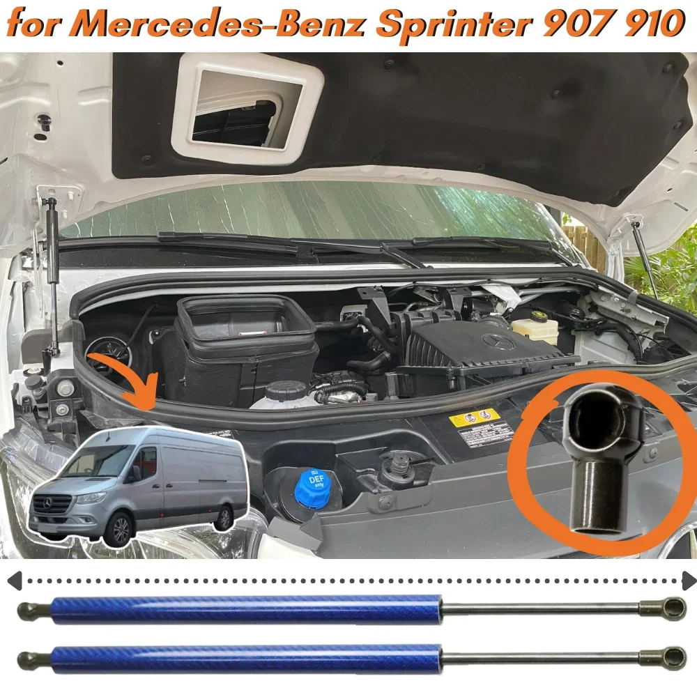 Qty(2) Hood Struts for Mercedes-Benz Sprinter 907 910 VS30 2018-2025 Front Bonnet Gas Springs Shock Absorbers Lift Supports